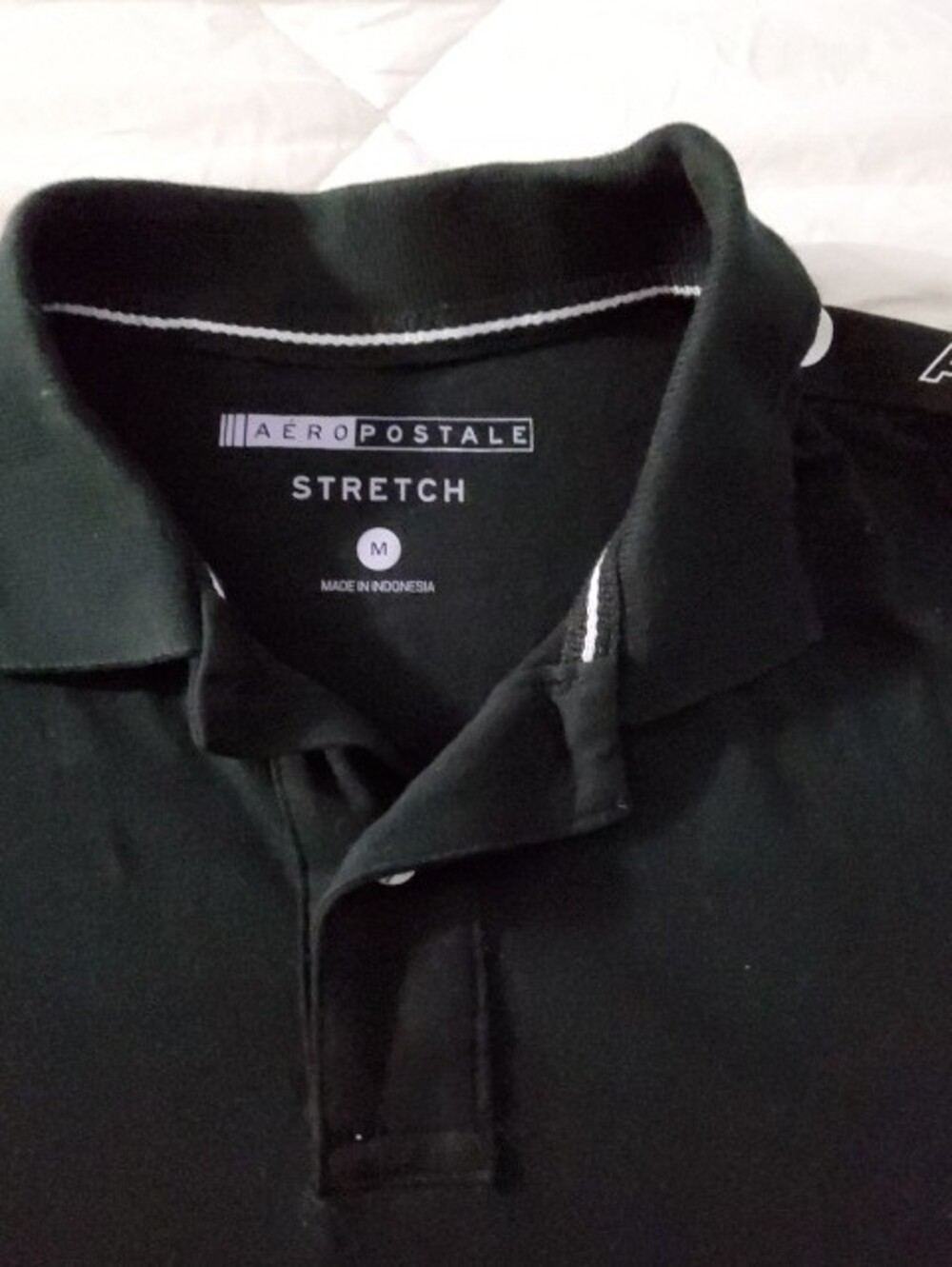 Aeropostale Black Polo with Branded Shoulder Tape - Picture 2 of 3